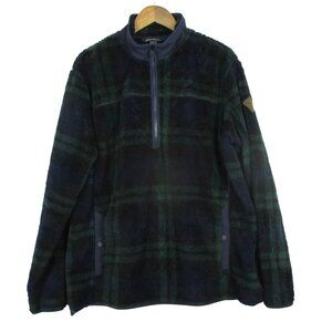 Eddie Bauer Men’s Quarter-Zip Fleece Pullover Plaid Blue Green, Size L $99